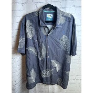 Tommy Bahama Button‎ Up Shirt Palm Leaf Print Short Sleeve Casual Size XL